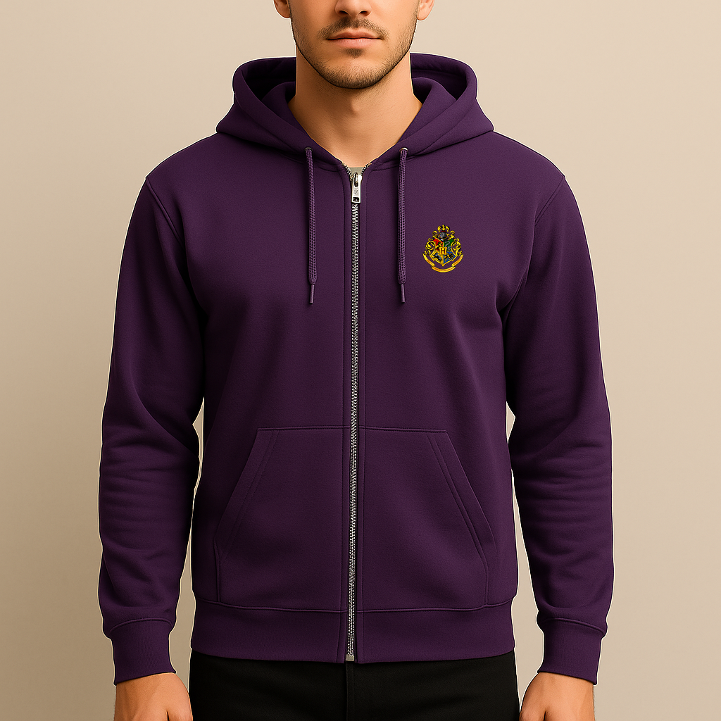 Men's Hogwarts Emblem Harry Potter Movie Zipper Hoodie