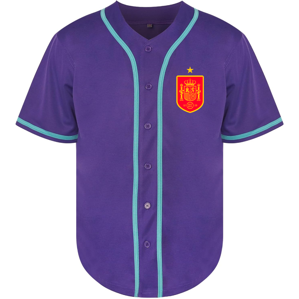 Men's Spain Red Logo National Soccer Team Baseball Jersey