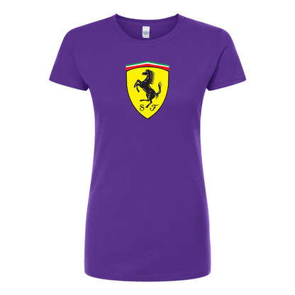 Women’s Ferrari Motorsport Car Round Neck T-Shirt