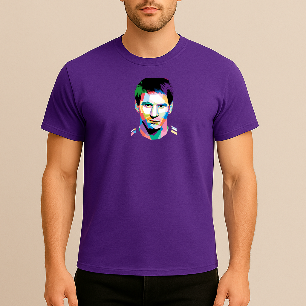 Men's Lionel Messi Face Art Sports Cotton T-Shirt