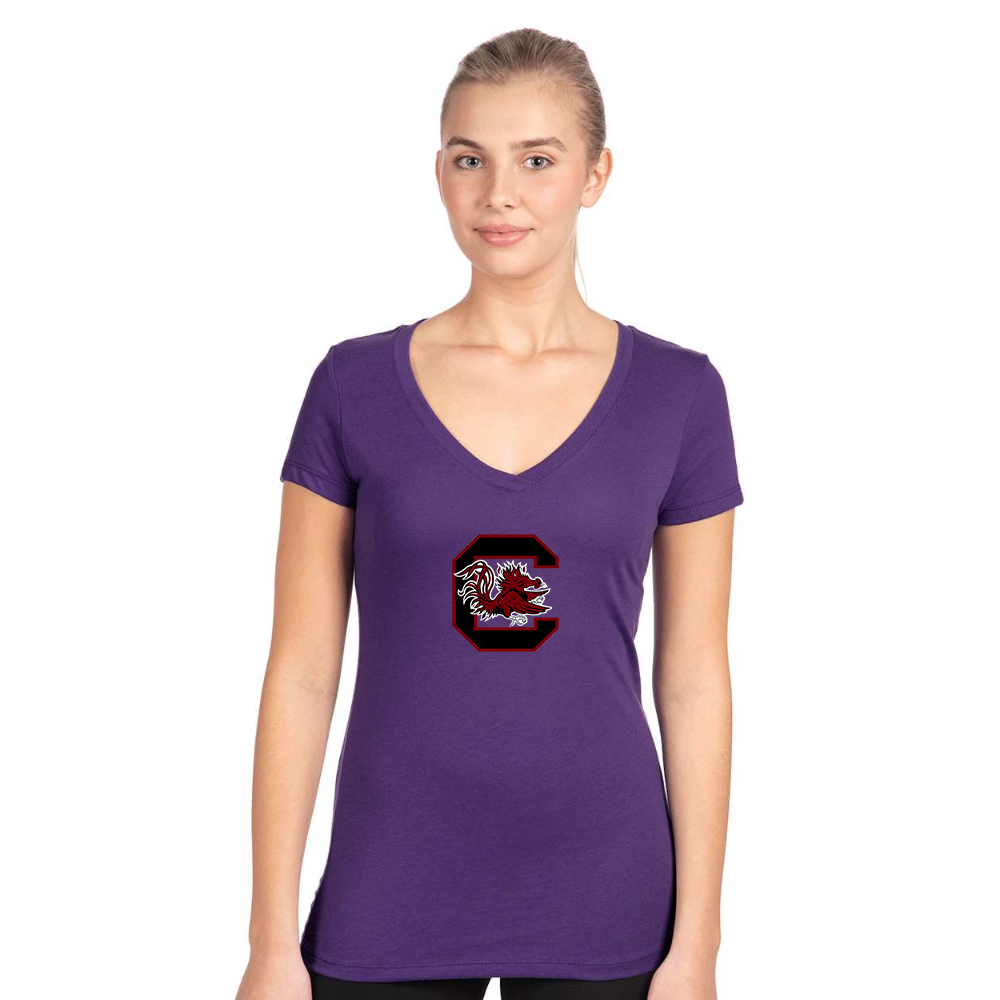 Women's South Carolina Gamecocks Logo  Next Level V-Neck T-Shirt