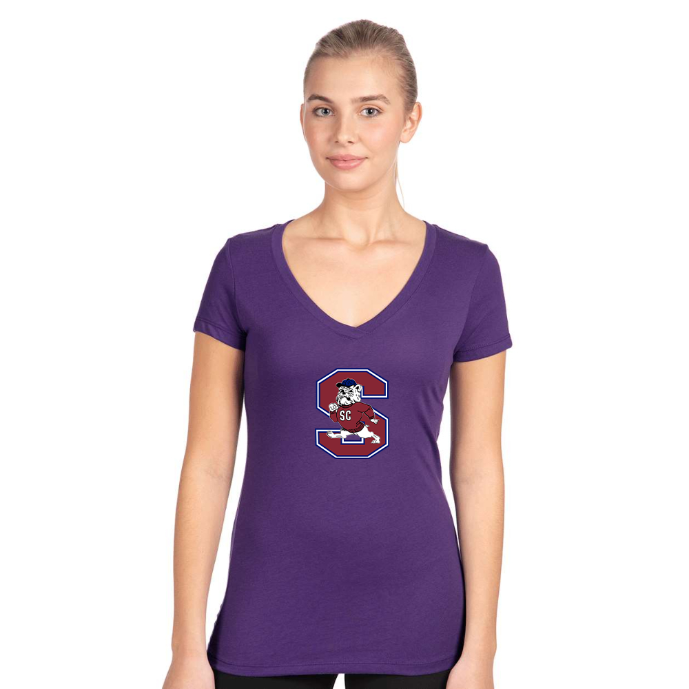 Women's South Carolina State Bulldogs Logo Next Level V-Neck T-Shirt