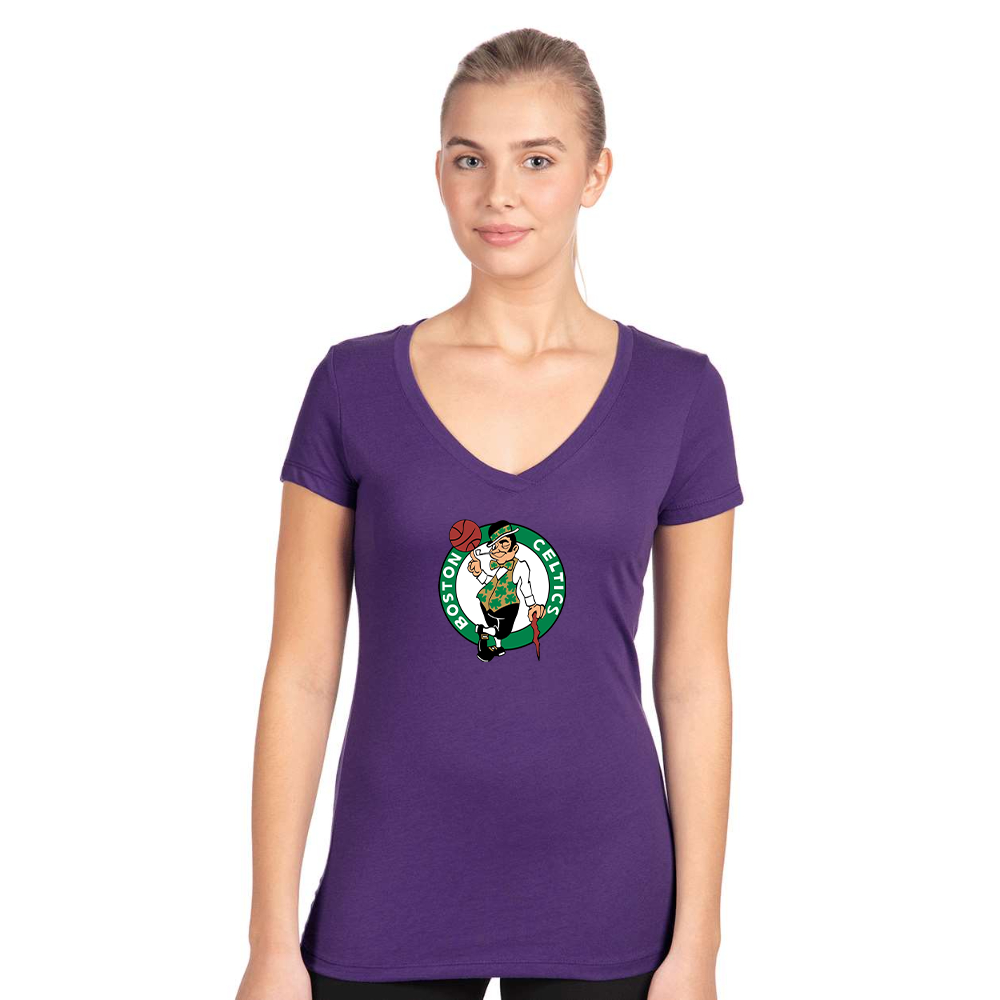 Women's Boston Celtics Logo Next Level V-Neck T-Shirt