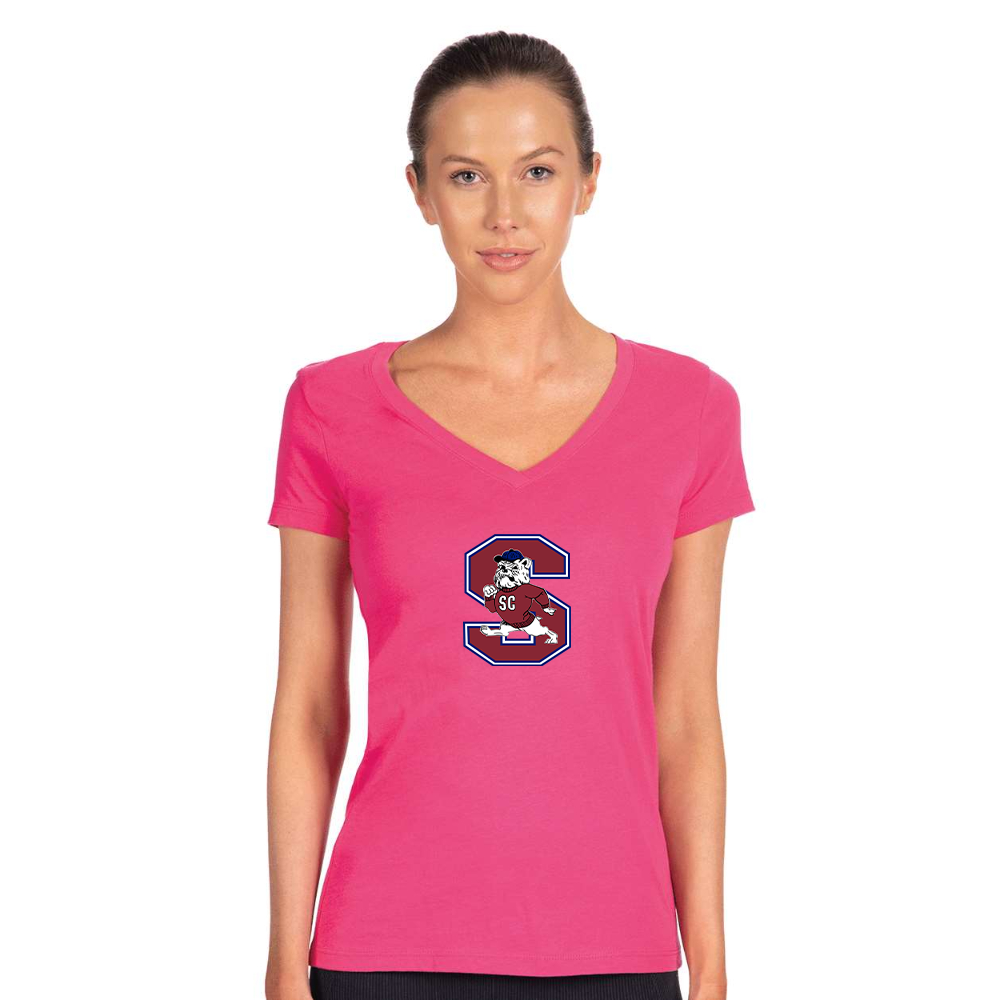 Women's South Carolina State Bulldogs Logo Next Level V-Neck T-Shirt
