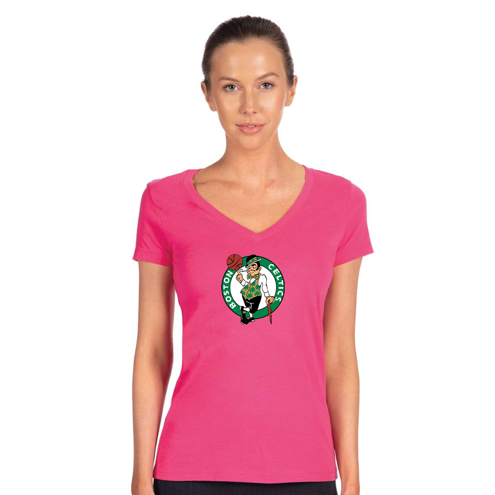 Women's Boston Celtics Logo Next Level V-Neck T-Shirt