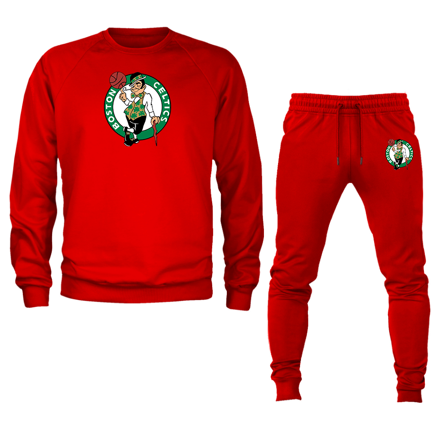 Men's Boston Celtics Logo Crewneck Sweatshirt Joggers Suit