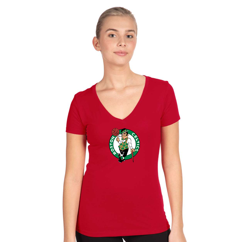 Women's Boston Celtics Logo Next Level V-Neck T-Shirt