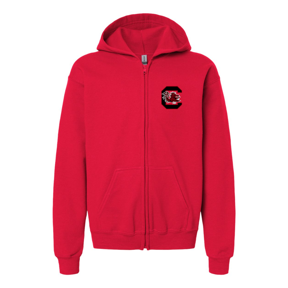 Gildan Heavy Blend Youth South Carolina Gamecocks Logo Full Zip Hooded Sweatshirt