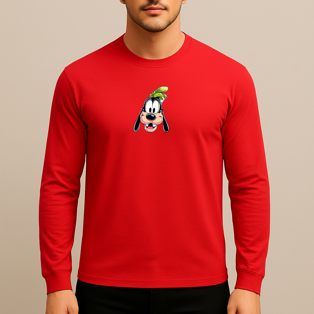 Men's Goofy Disney Smiley Face Long Sleeve T-Shirt