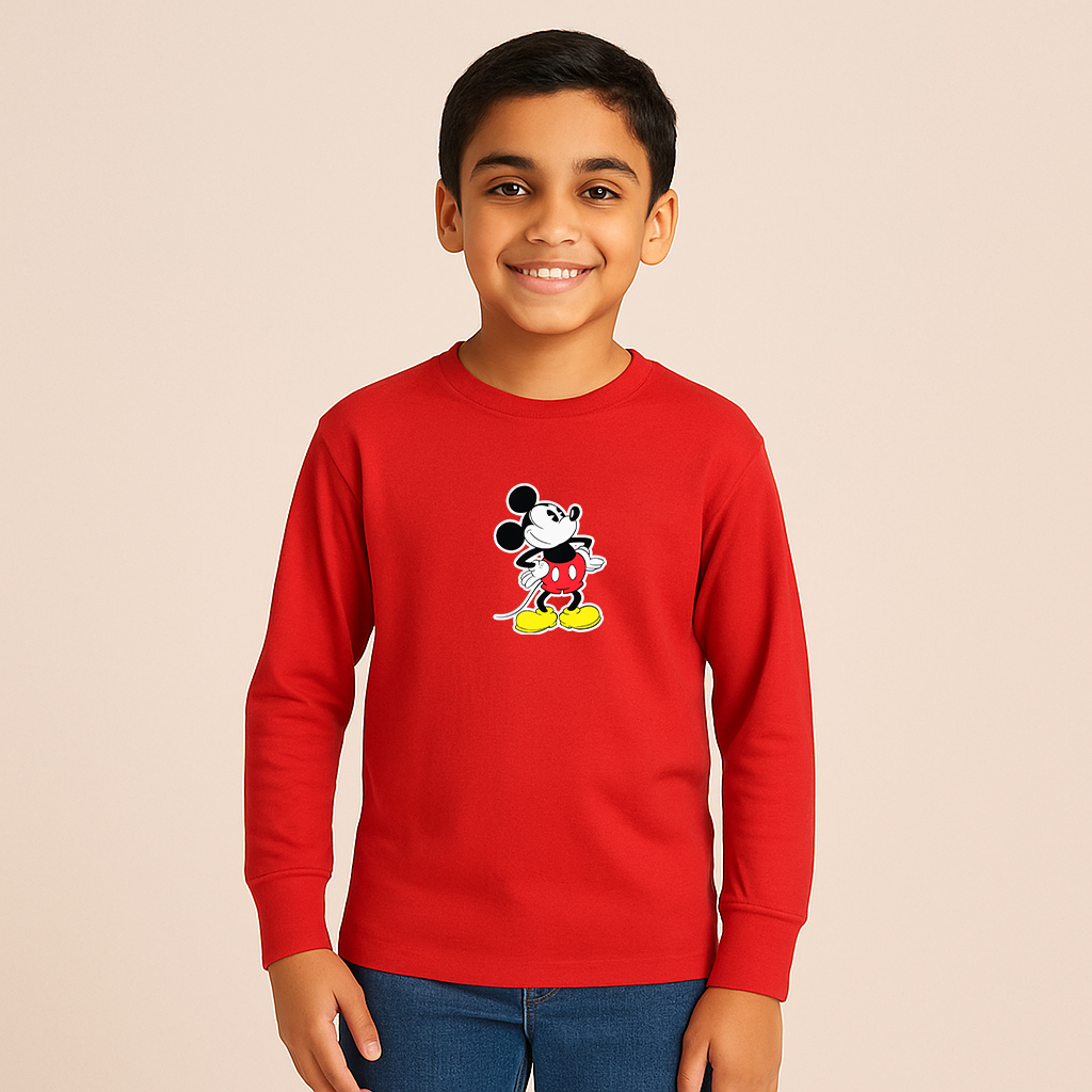 Youth Kids Mickey Mouse Cartoon Long Sleeve T-Shirt