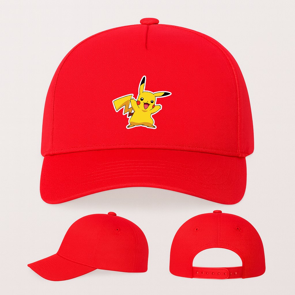 Pikachu Cartoon Five Panel Twill Snapback Cap