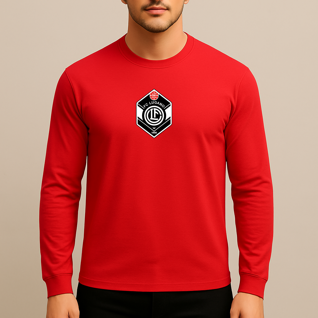 Men's FC Lugano Soccer Logo Long Sleeve T-Shirt