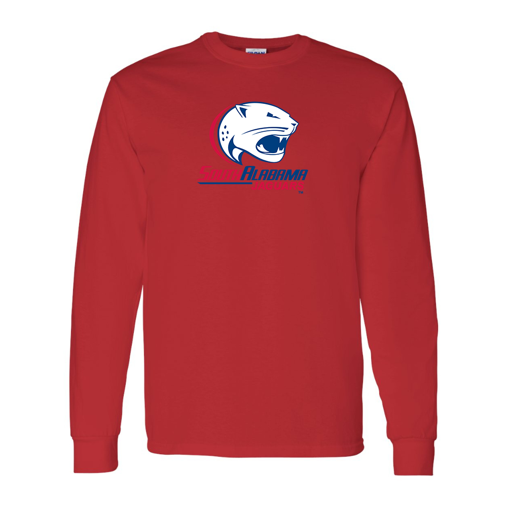 Men's South Alabama Jaguars Logo Gildan Heavy Cotton Long Sleeve T-Shirt