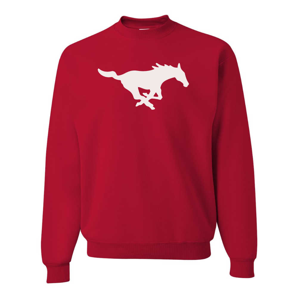 Men's SMU Mustangs Logo  JERZEES NuBlend Crewneck Sweatshirt
