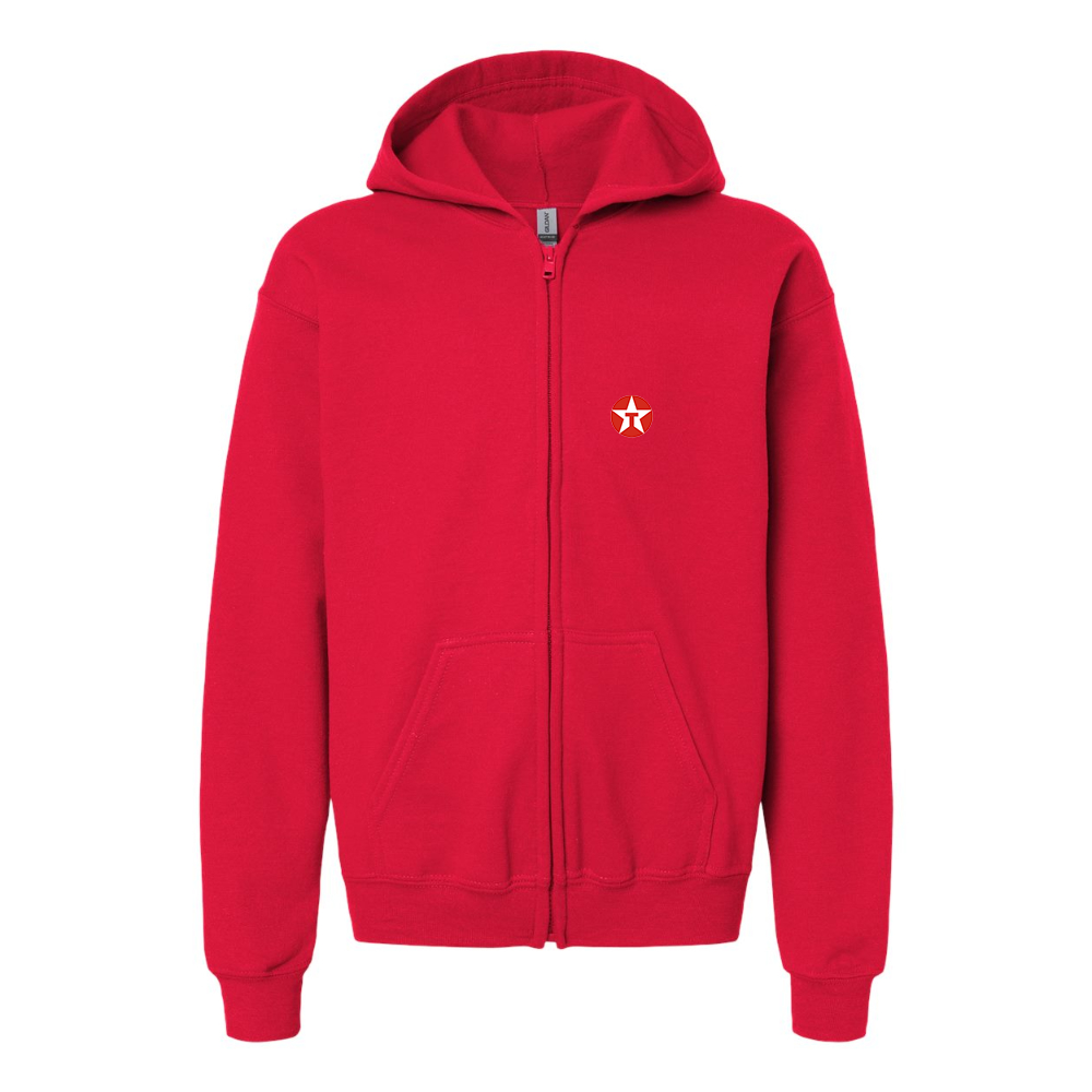 Gildan Heavy Blend Youth Texaco Logo Full Zip Hooded Sweatshirt