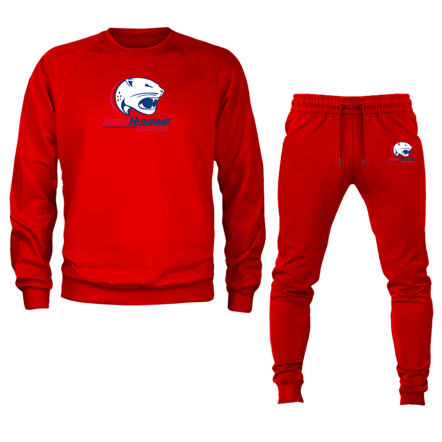 Men's South Alabama Jaguars Logo Crewneck Sweatshirt Joggers Suit