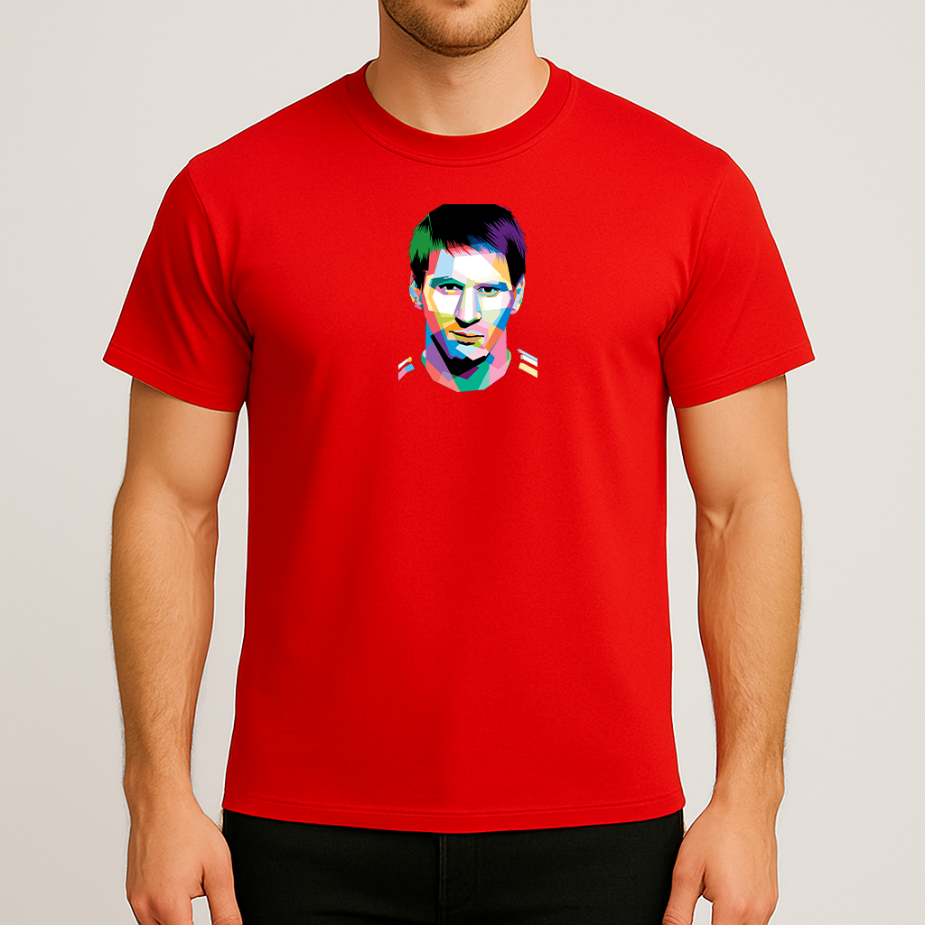 Men's Lionel Messi Face Art Sports Cotton T-Shirt