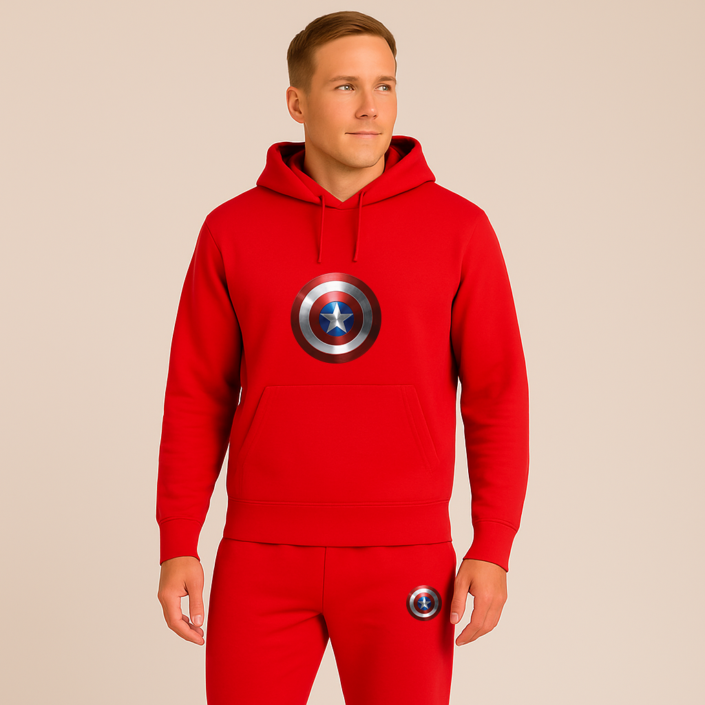 Men's Captain America Superhero Logo Hoodie Joggers Set