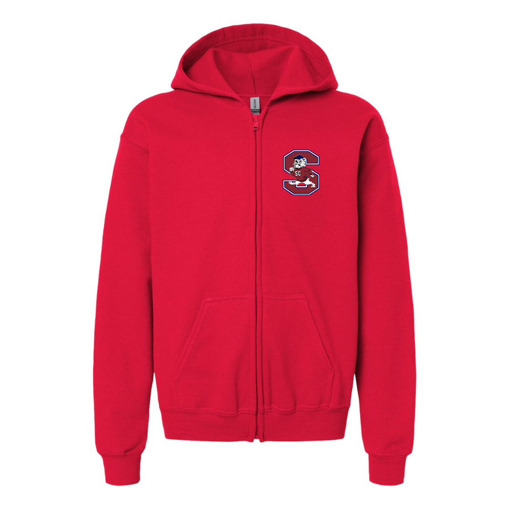 Gildan Heavy Blend Youth South Carolina State Bulldogs Logo Full Zip Hooded Sweatshirt
