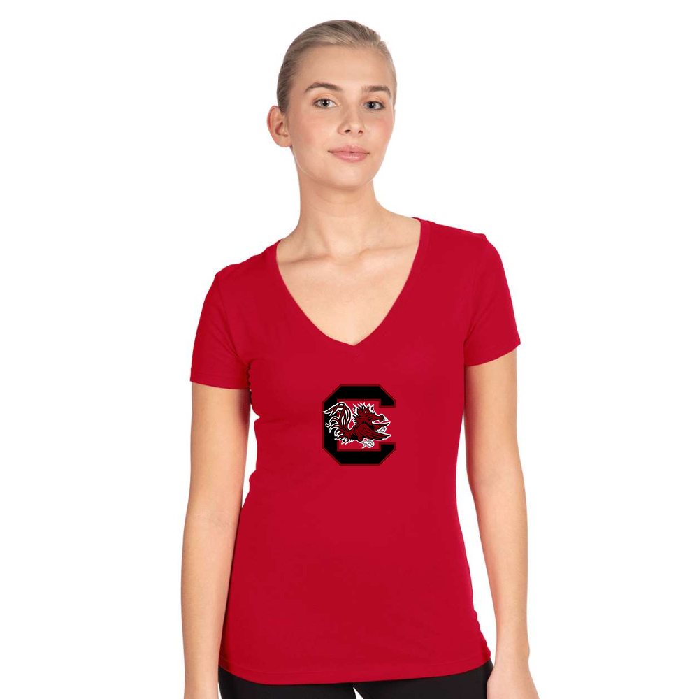 Women's South Carolina Gamecocks Logo  Next Level V-Neck T-Shirt