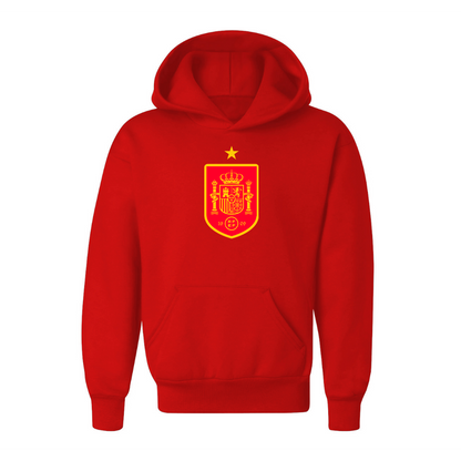 Youth Kids Spain Red Logo National Soccer Team Pullover Hoodie