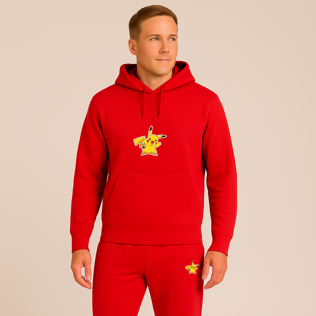 Men's Pikachu Cartoon Hoodie Joggers Set