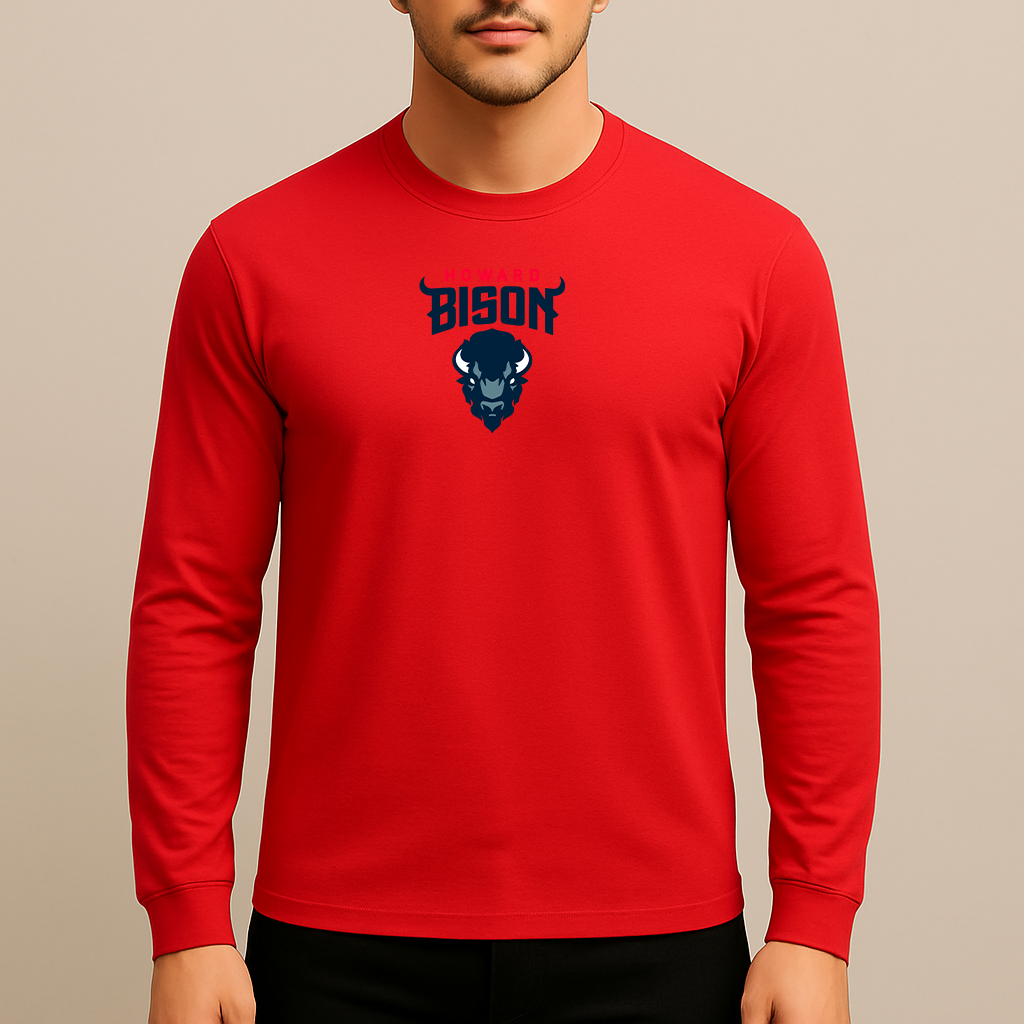 Men's Howard Bison Logo Long Sleeve T-Shirt