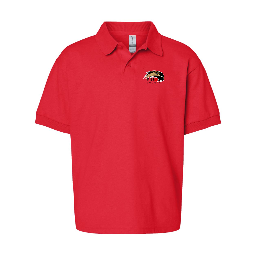 Youth SIU Edwardsville Cougars Logo Gildan Dry Blend Jersey Polo