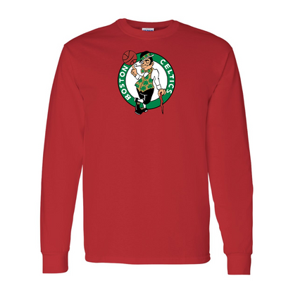 Men's Boston Celtics Logo Gildan Heavy Cotton Long Sleeve T-Shirt