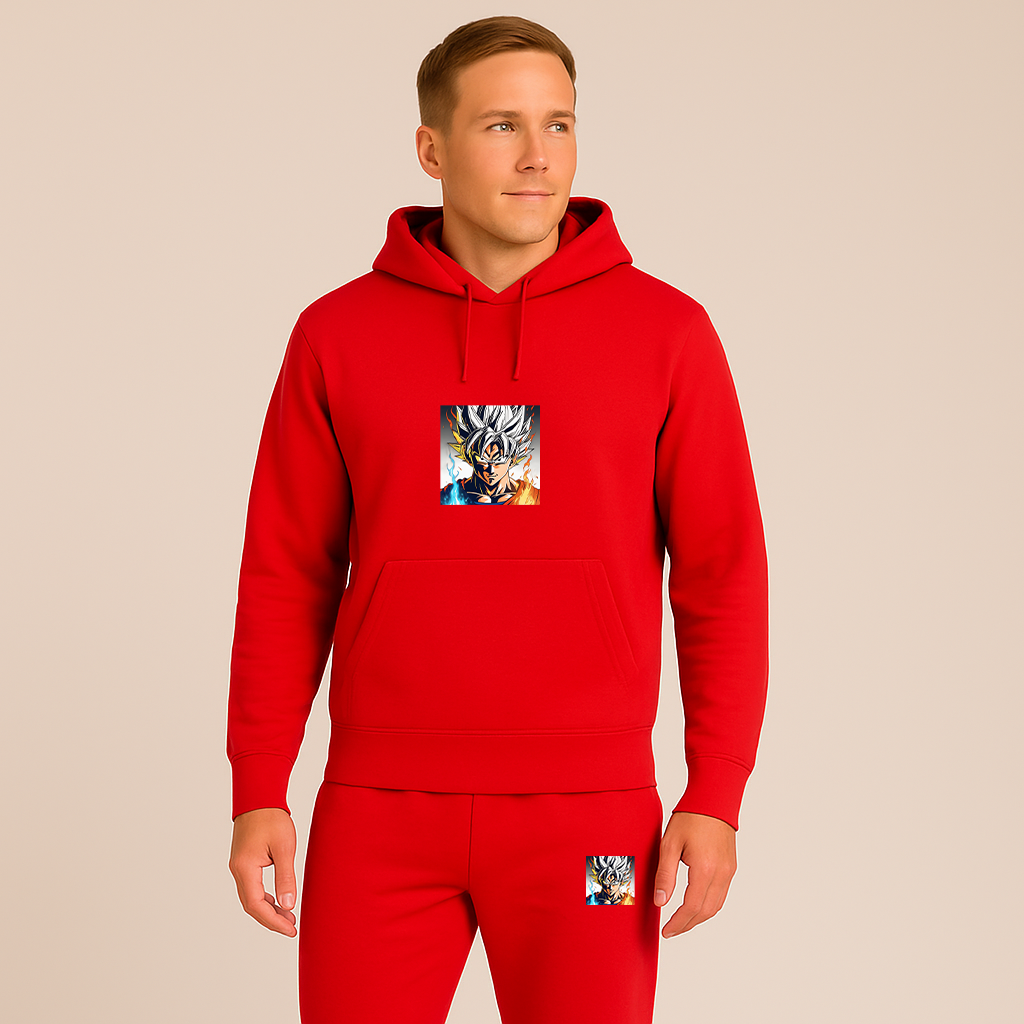 Men's Goku Fire Dragon Ball Z Cartoon Hoodie Joggers Set