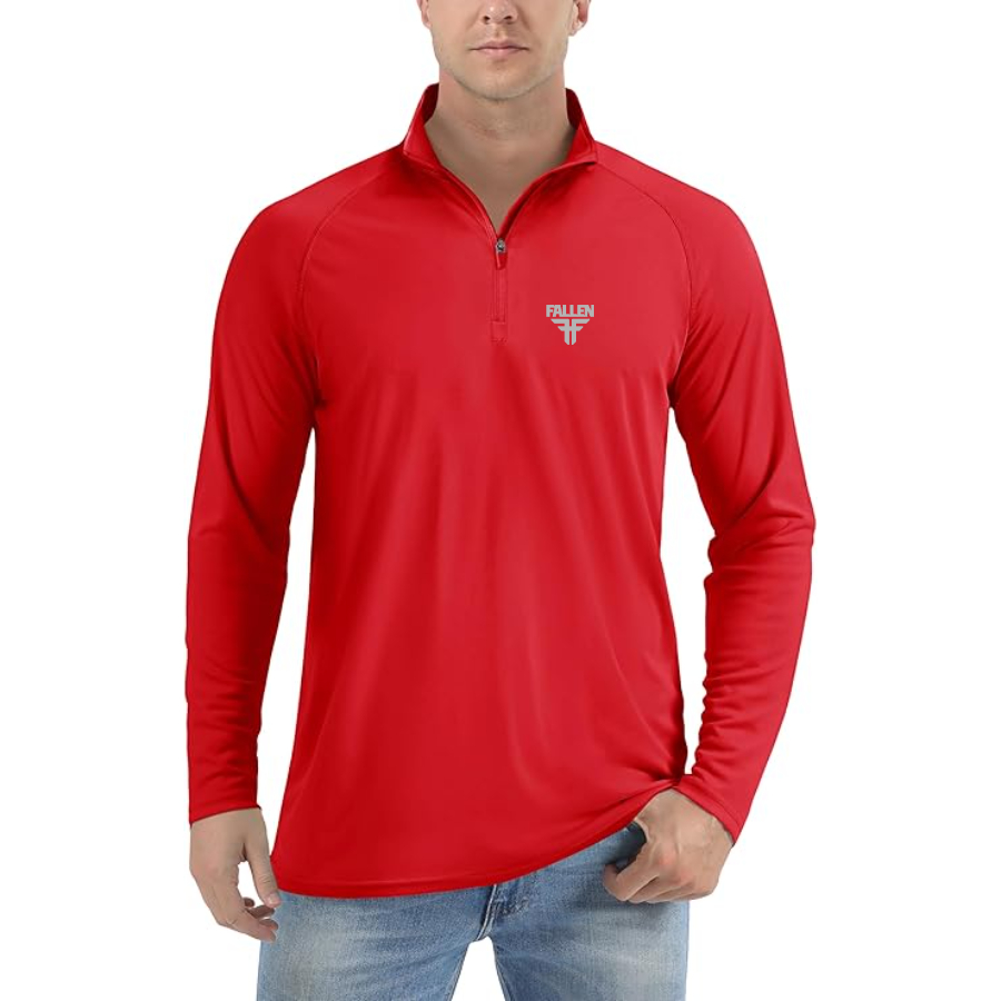 Men’s Fallen Logo Lightweight Quarter-Zip Athletic Shirt Long Sleeve Performance Wear