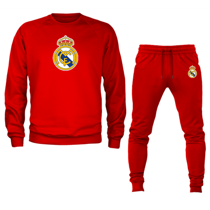 Men’s Real Madrid Soccer Logo Crewneck Sweatshirt Joggers Suit