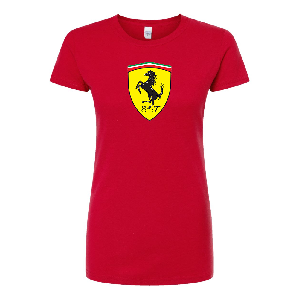 Women’s Ferrari Motorsport Car Round Neck T-Shirt