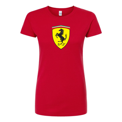 Women’s Ferrari Motorsport Car Round Neck T-Shirt