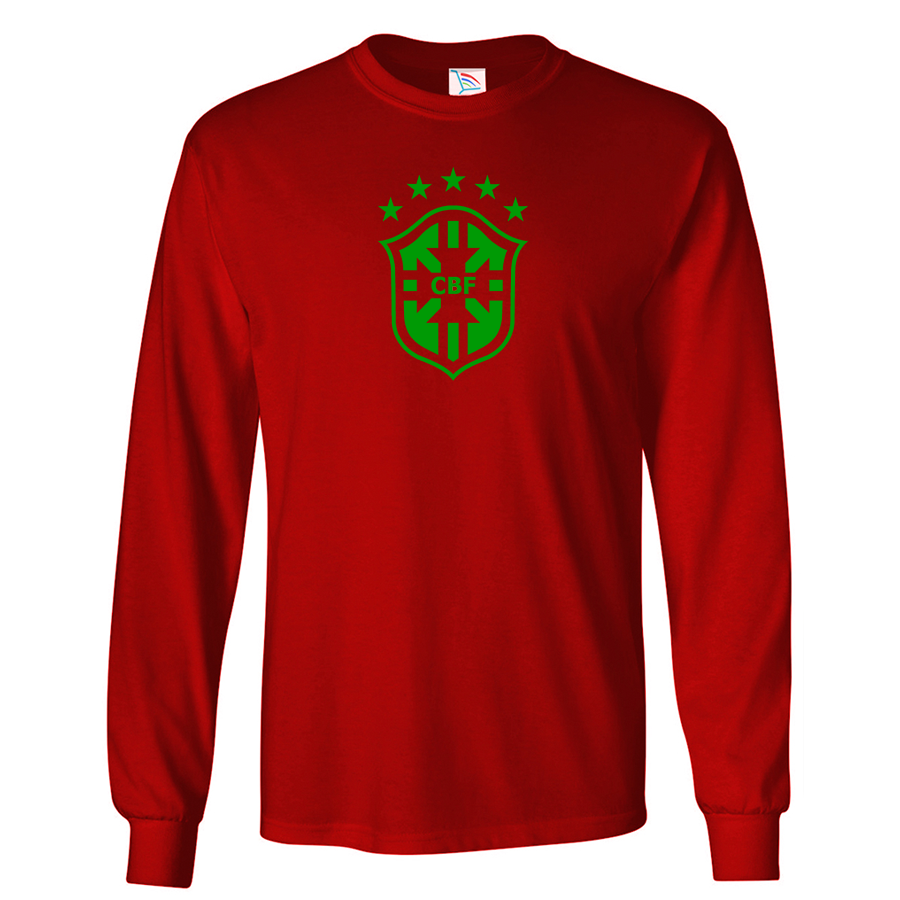 Men's Brazil Soccer Long Sleeve T-Shirt