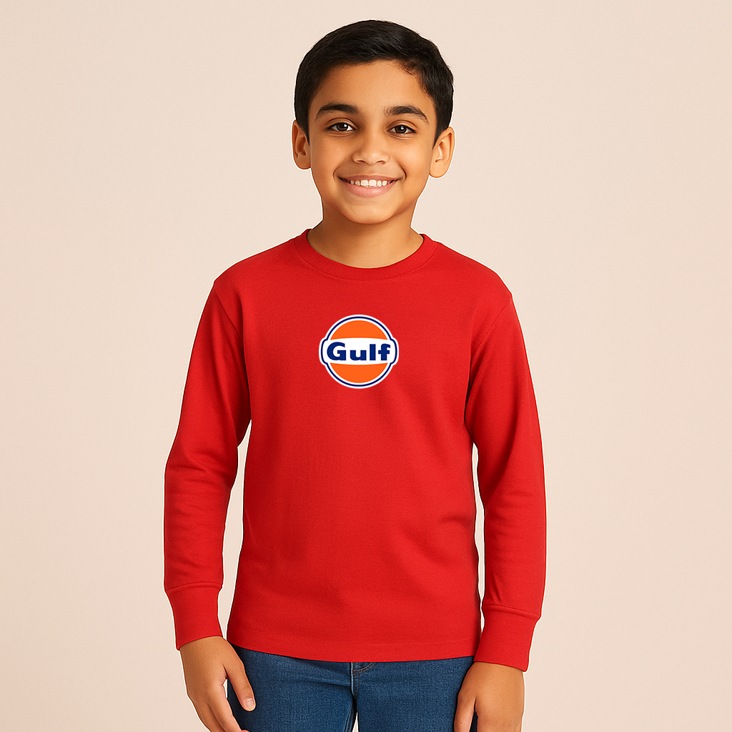 Youth Gulf Oil Logo Cotton Long Sleeve T-Shirt