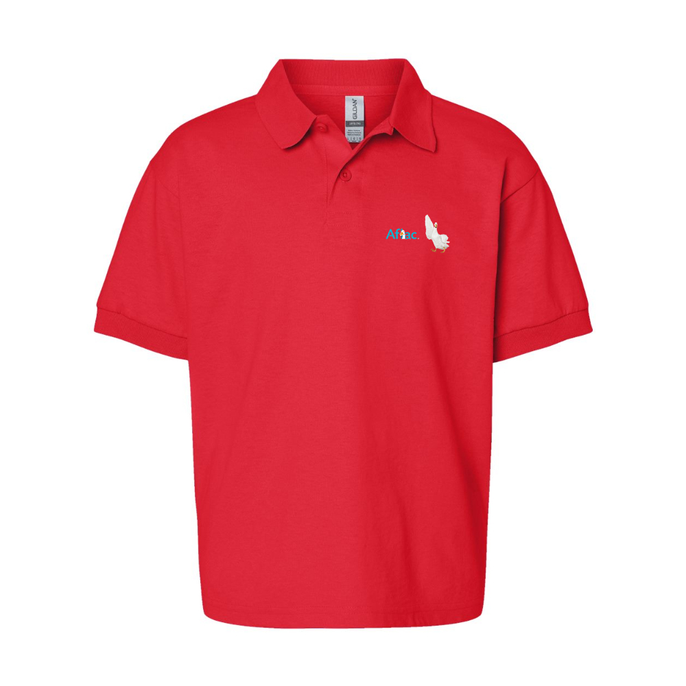 Youth Aflac Logo and Duck Gildan Dry Blend Jersey Polo