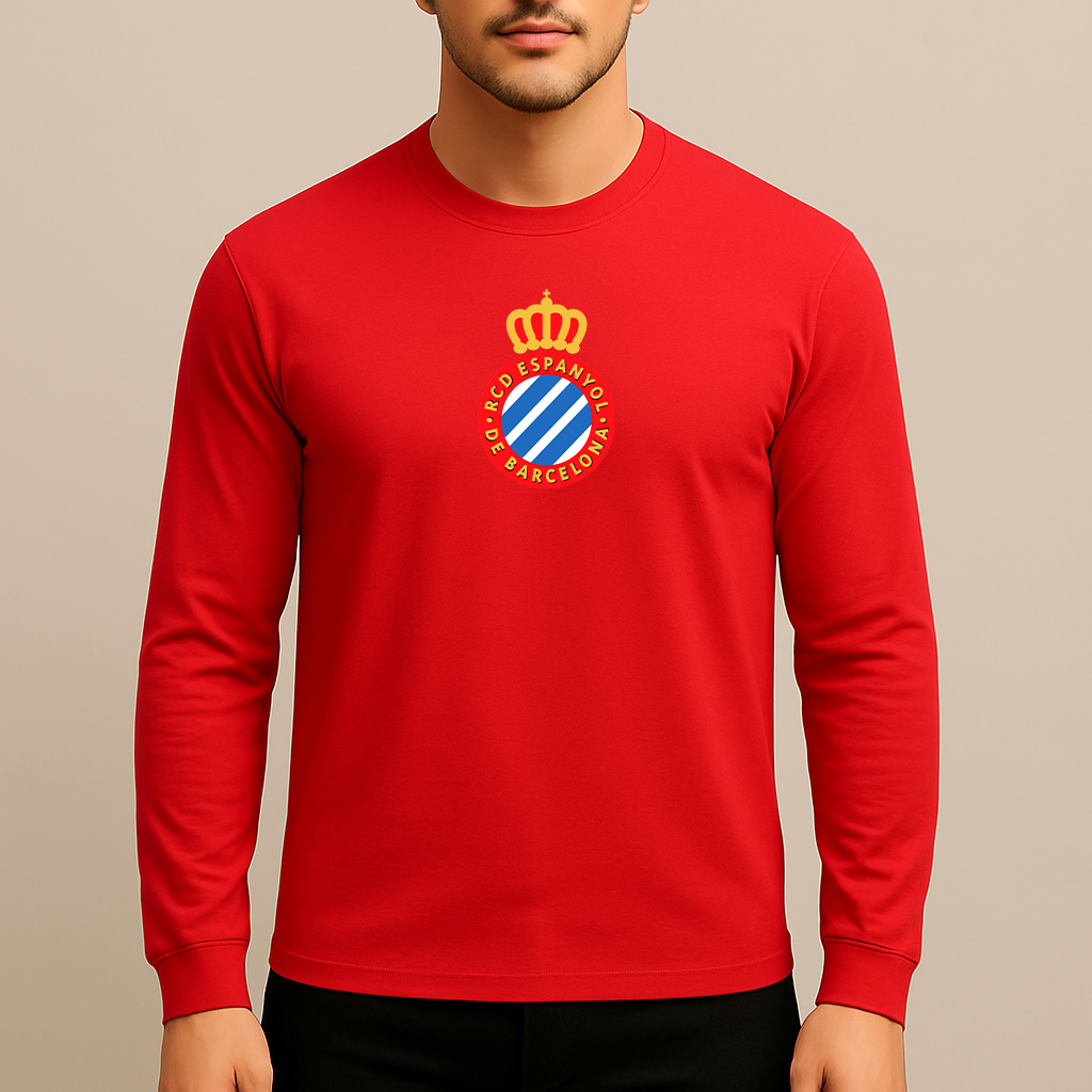 Men's Espanyol Soccer Logo Long Sleeve T-Shirt