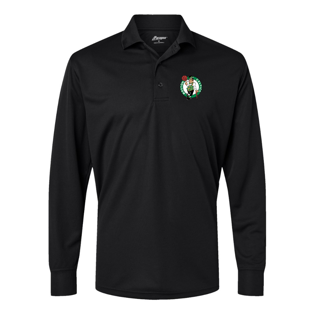 Men's Boston Celtics Logo Paragon Prescott Long Sleeve Polo