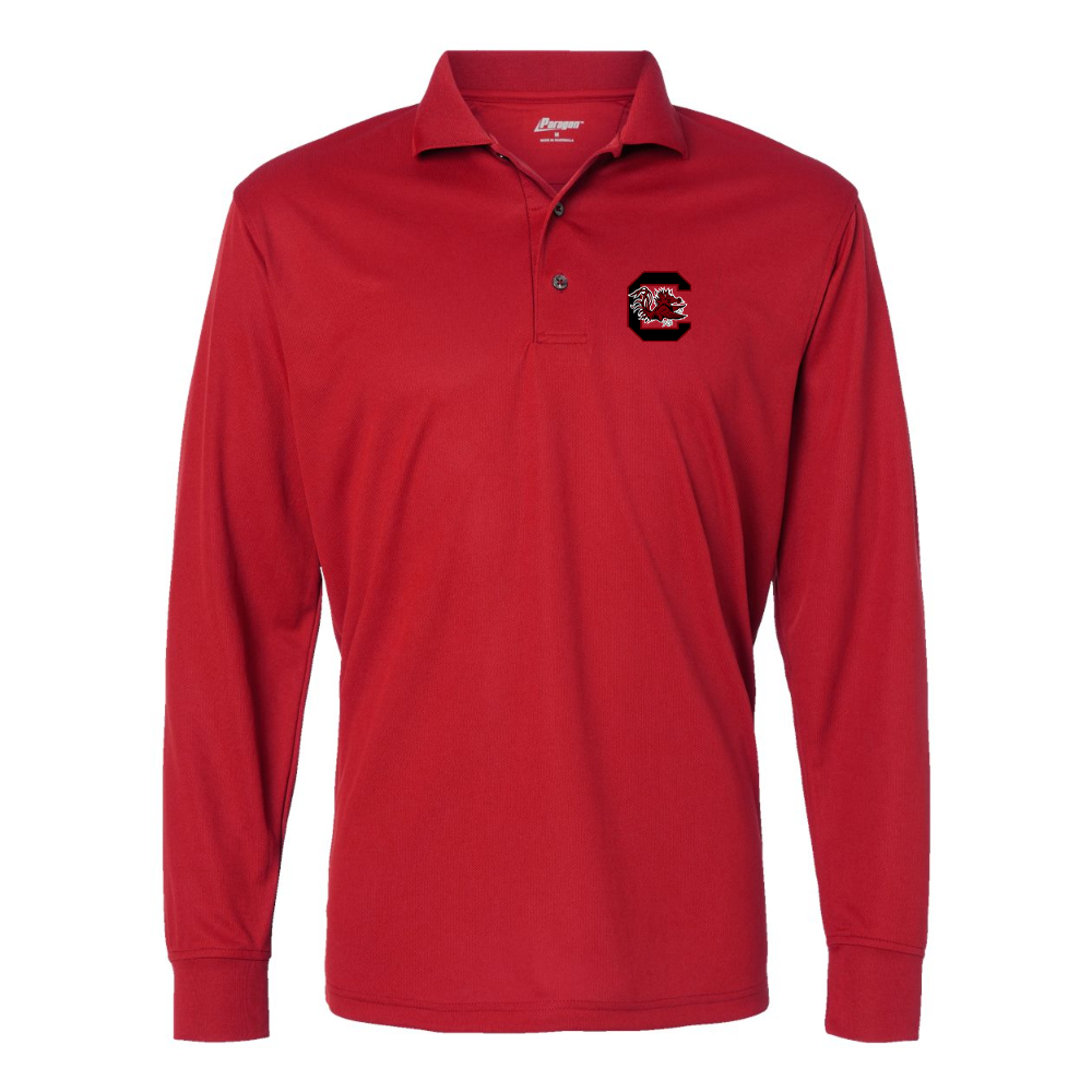 Men's  South Carolina Gamecocks Logo Paragon Prescott Long Sleeve Polo