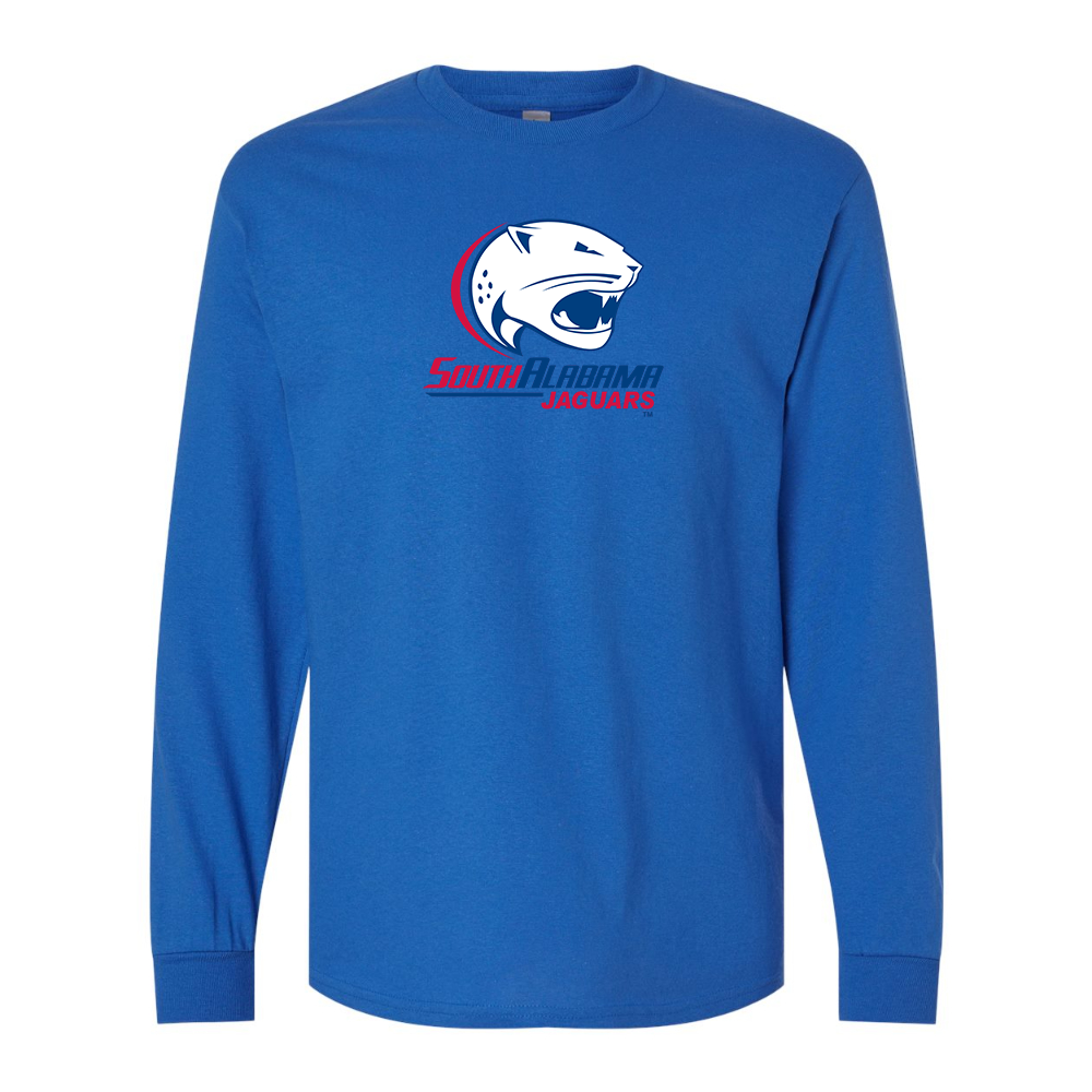 Men's South Alabama Jaguars Logo Gildan Heavy Cotton Long Sleeve T-Shirt