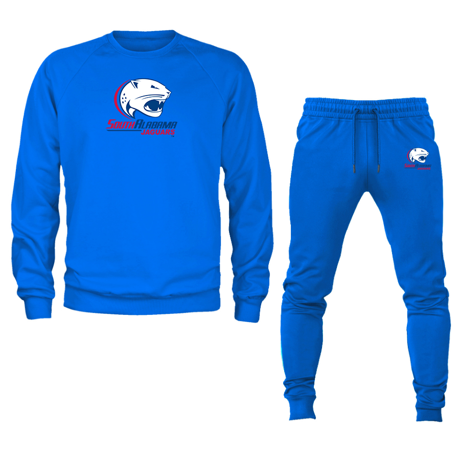 Men's South Alabama Jaguars Logo Crewneck Sweatshirt Joggers Suit
