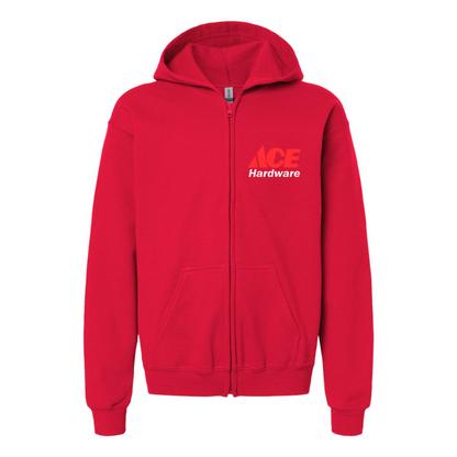 Gildan Heavy Blend Youth ACE Hardware Logo Full Zip Hooded Sweatshirt