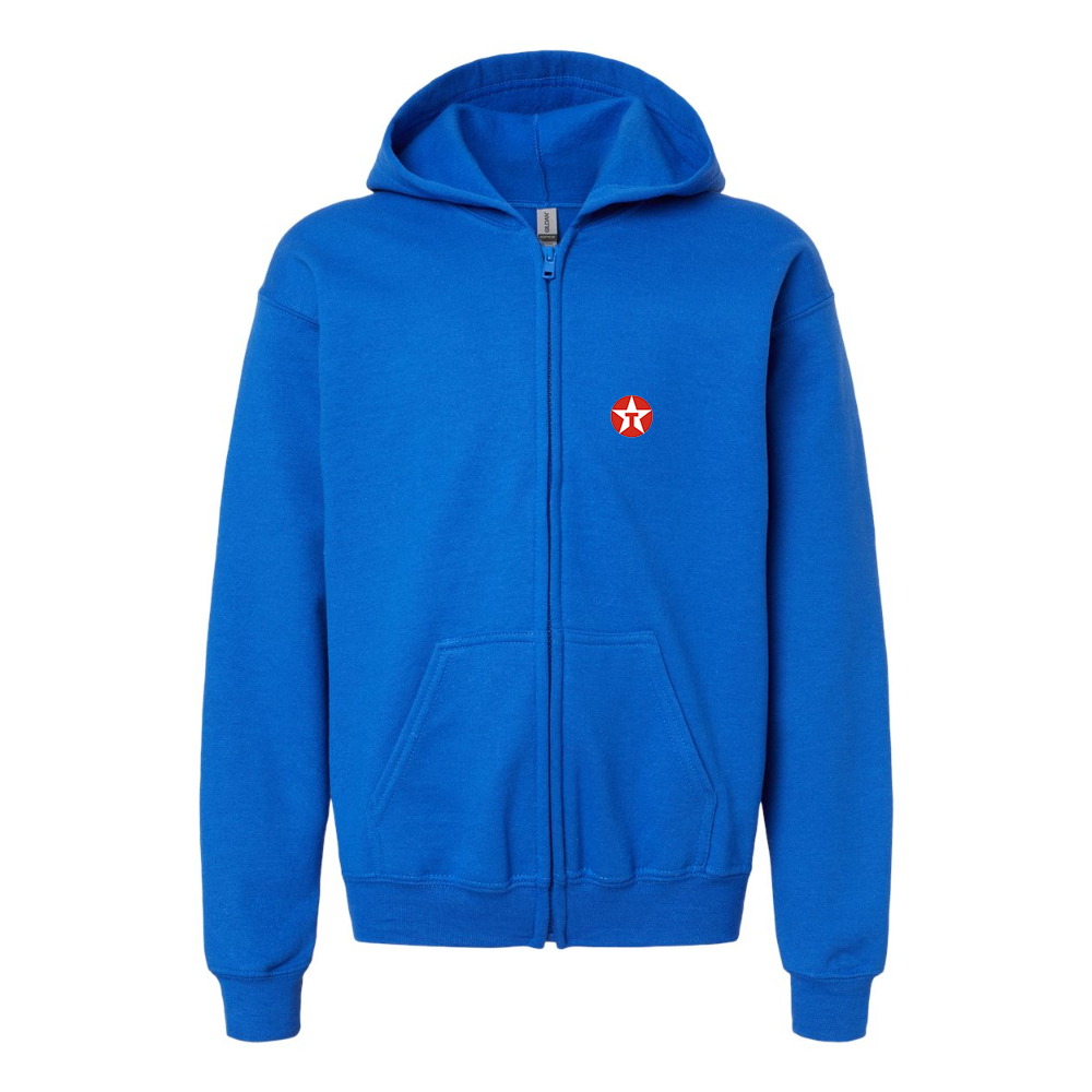 Gildan Heavy Blend Youth Texaco Logo Full Zip Hooded Sweatshirt
