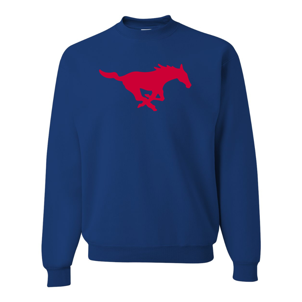 Men's SMU Mustangs Logo  JERZEES NuBlend Crewneck Sweatshirt