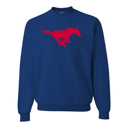 Men's SMU Mustangs Logo  JERZEES NuBlend Crewneck Sweatshirt