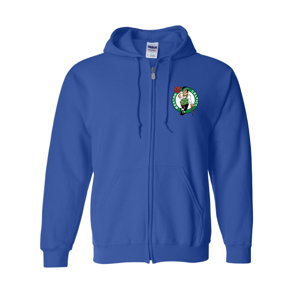 Men's Boston Celtics Logo Gildan  Heavy Blend Full Zip Hooded Sweatshirt