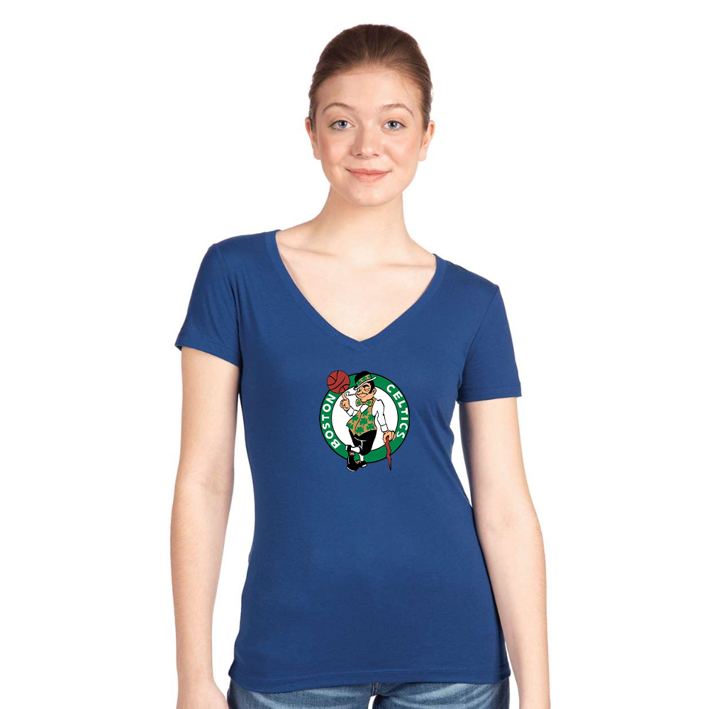 Women's Boston Celtics Logo Next Level V-Neck T-Shirt