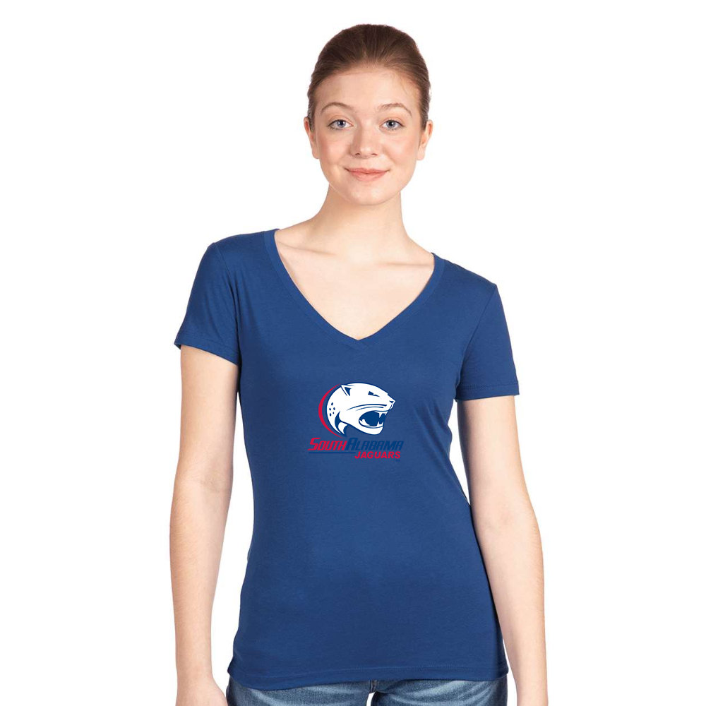 Women's South Alabama Jaguars Logo  Next Level V-Neck T-Shirt