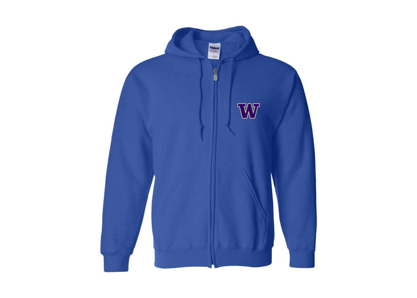 Men's Washington Huskies Gildan  Heavy Blend Full Zip Hooded Sweatshirt